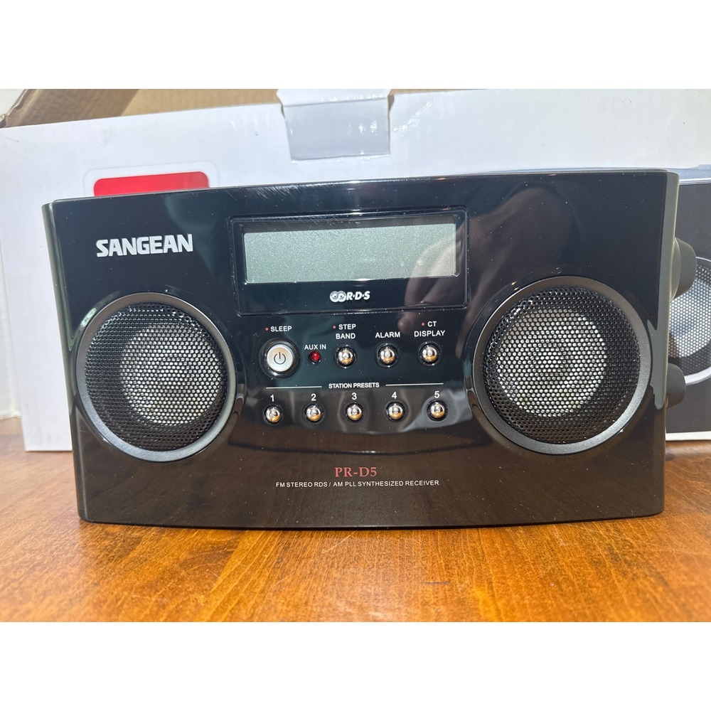 Sangean PR-D5 AM/FM Stereo RDS Digital Tuning Portable Radio Black Dual Speakers